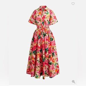 J. Crew Watercolor Garden Midi Dress in Pink and Red